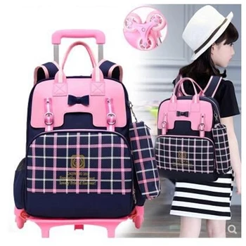 Школьный рюкзак-тележка, сумки для девочек, детская сумка на колесиках для школьной тележки, рюкзак на колесиках, детские школьные рюкзаки на колесиках