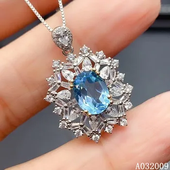 KJJEAXCMY изысканные ювелирные изделия из стерлингового Серебра 925 пробы, инкрустированные натуральным голубым топазом, роскошная девушка, новый Кулон, ожерелье, тест на поддержку
