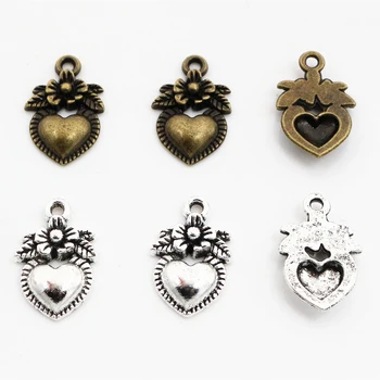 18x11 мм 20 штук, антикварные посеребренные и бронзовые подвески в виде сердца ручной работы, подвеска: сделай сам для браслета и ожерелья