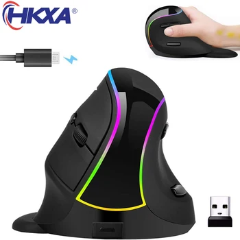 HKXA 2.4G Беспроводная Мышь Вертикальная Перезаряжаемая RGB Игровая Мышь для Портативного компьютера Gamer 3200 точек на дюйм Эргономичные Мыши с Подставкой Plam