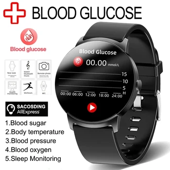 2023 NFC Неинвазивные смарт-часы с уровнем глюкозы в крови Для Мужчин, термометр, монитор сердечного ритма, IP68, водонепроницаемые смарт-часы