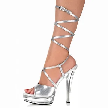 Женские Пикантные Босоножки на высоком каблуке с длинными ремешками 13 см, дизайн модели Slingblack для ночного клуба, Модная обувь для танцев на шесте