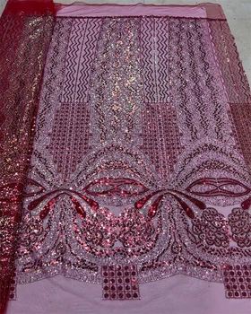 Новейшие высококачественные Дубайские кружевные ткани с тяжелым бисером 2023, Роскошные Нигерийские Кружевные ткани с сетчатыми блестками Для свадебных платьев