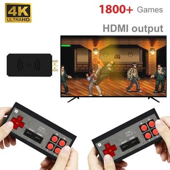 Портативная игровая приставка, Совместимый с HDMI мини-игровой джойстик, встроенный в 1800 классических 8-битных игр, Двойной беспроводной геймпад